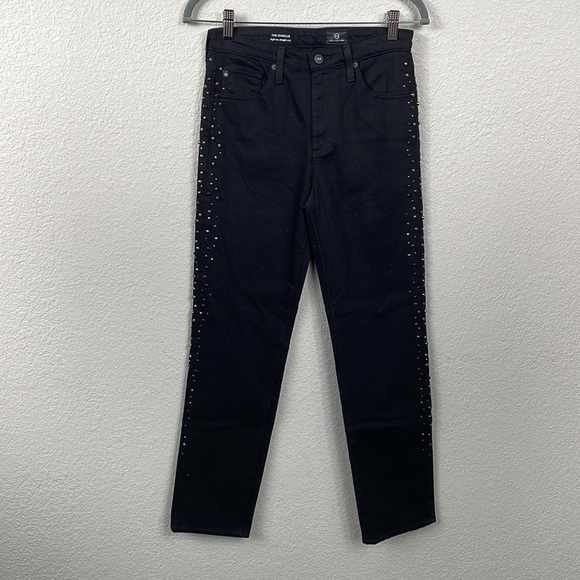 NWT AG Adriano Goldschmied Studded Isabelle High Rise Straight Leg Crop Jeans 26 - Picture 4 of 16